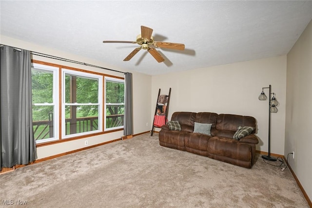 6111 State Route 82, Hiram, OH 44234 - living room with carpet flooring and ceiling fan