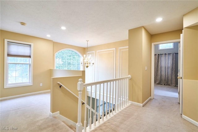 2683 High Hampton Trl, Cuyahoga Falls, OH 44223 - corridor with an upstairs landing, light carpet, healthy amount of natural light, and recessed lighting