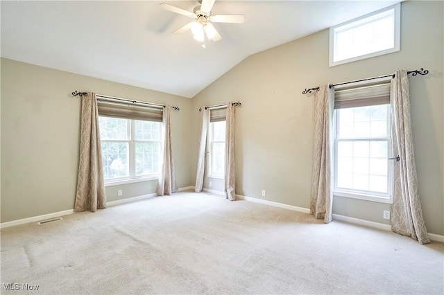2683 High Hampton Trl, Cuyahoga Falls, OH 44223 - spare room with ceiling fan, carpet, and vaulted ceiling