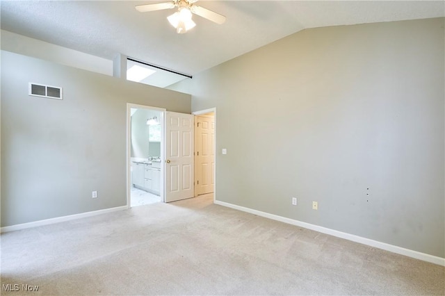 2683 High Hampton Trl, Cuyahoga Falls, OH 44223 - unfurnished room with vaulted ceiling, ceiling fan, and light carpet