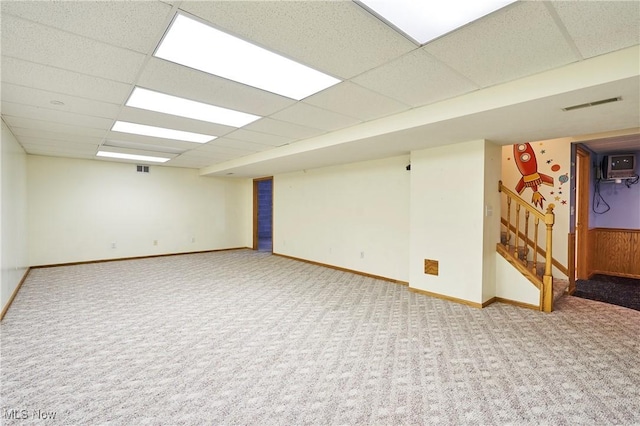 2683 High Hampton Trl, Cuyahoga Falls, OH 44223 - finished below grade area with a drop ceiling, carpet flooring, and stairs