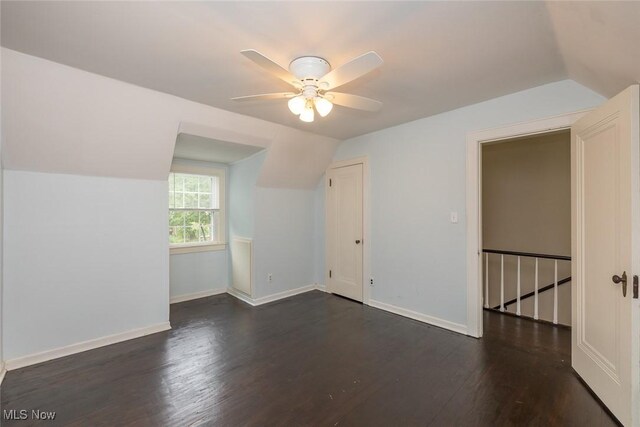 36 Rosedale Blvd, Norwalk, OH 44857 - additional living space featuring vaulted ceiling, dark wood-style floors, and ceiling fan