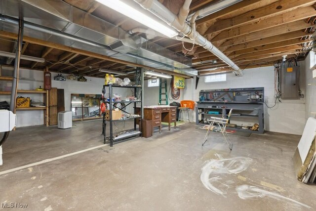 1114 Beechwood Rd, Salem, OH 44460 - below grade area with electric panel and a workshop area