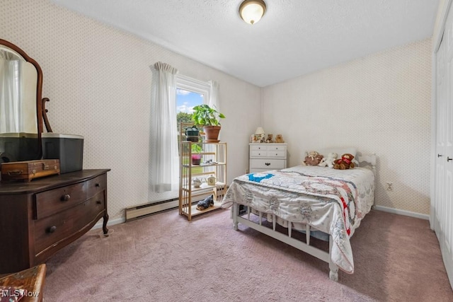 1114 Beechwood Rd, Salem, OH 44460 - bedroom with wallpapered walls, carpet flooring, and baseboard heating