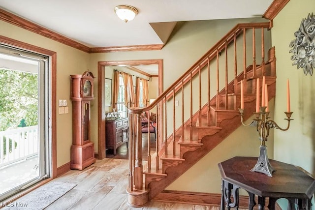 3020 Crookston Ln, Clinton, OH 44216 - entrance foyer featuring stairway and ornamental molding