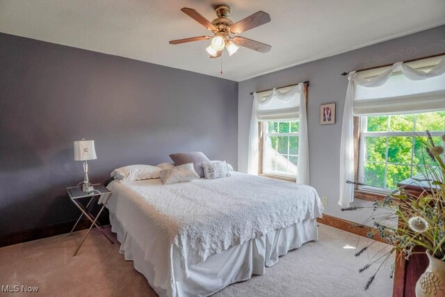 3020 Crookston Ln, Clinton, OH 44216 - bedroom with light carpet and a ceiling fan