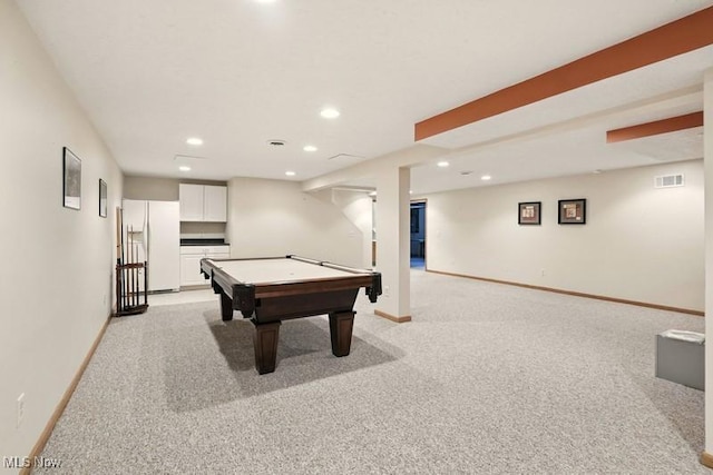 1367 Hidden Lake Blvd, Akron, OH 44312 - game room with recessed lighting, light carpet, and billiards