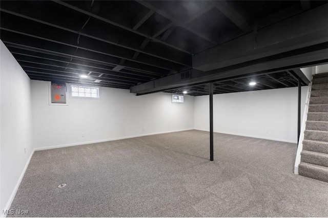 5318 Pinecrest Ave, Youngstown, OH 44515 - basement with electric panel, stairway, and carpet