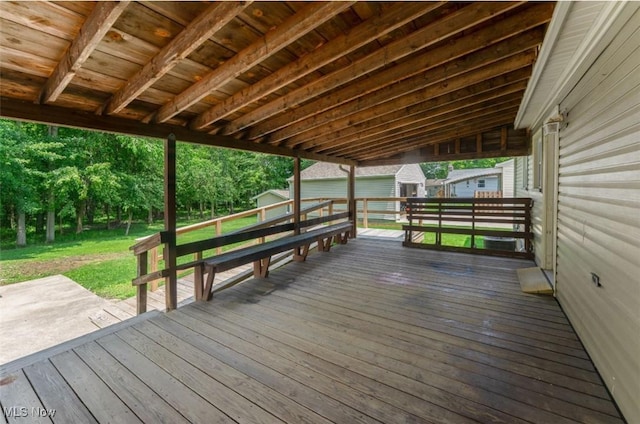 5318 Pinecrest Ave, Youngstown, OH 44515 - wooden terrace featuring view of wooded area