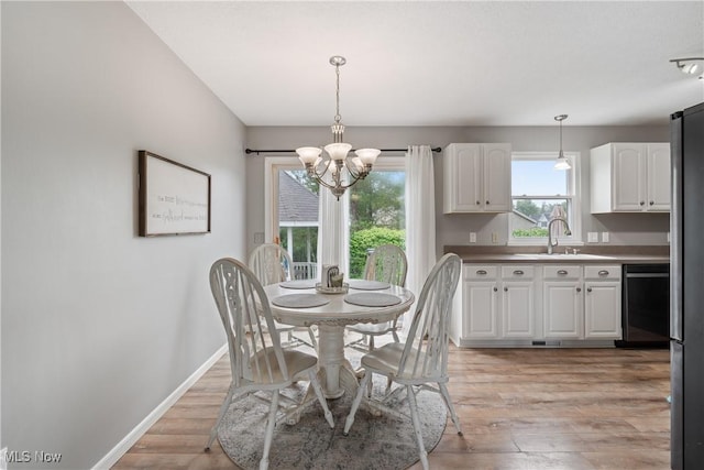 7287 Fayette Blvd, Chippewa Lake, OH 44215 - dining room with a chandelier and light wood-style floors