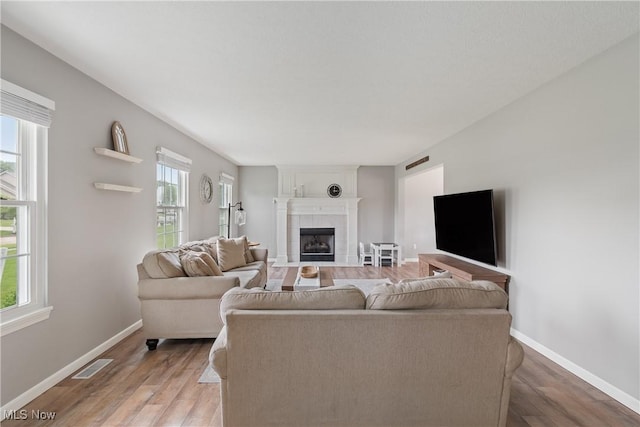7287 Fayette Blvd, Chippewa Lake, OH 44215 - living area featuring a fireplace and light wood-type flooring