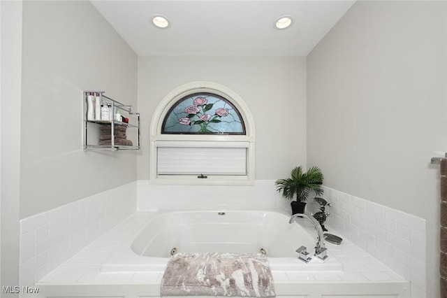 5277 Foxchase Ave NW, Canton, OH 44718 - bathroom with a jetted tub and recessed lighting