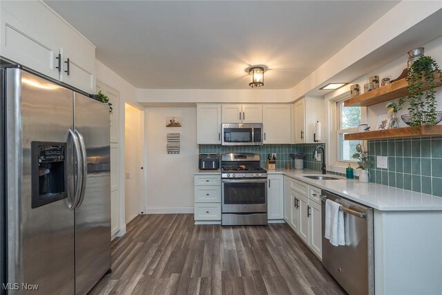 29123 Homewood Dr, Wickliffe, OH 44092 - kitchen with stainless steel appliances, light countertops, tasteful backsplash, and dark wood-type flooring