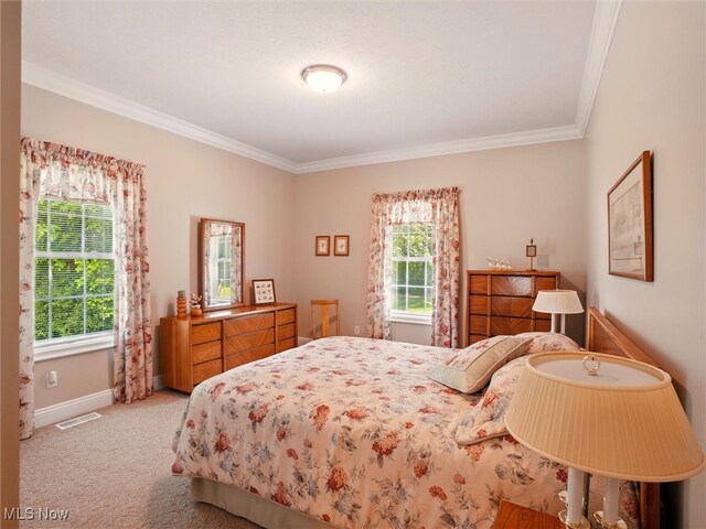 4440 Rutledge Ave, Ashtabula, OH 44004 - bedroom featuring ornamental molding and light carpet