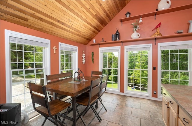 2461 Trailwood Dr SW, Carrollton, OH 44615 - dining room with wooden ceiling and high vaulted ceiling