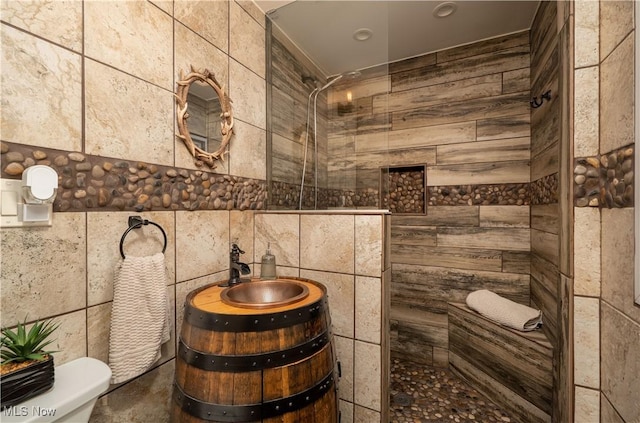 2461 Trailwood Dr SW, Carrollton, OH 44615 - full bath featuring tile walls, a walk in shower, and vanity