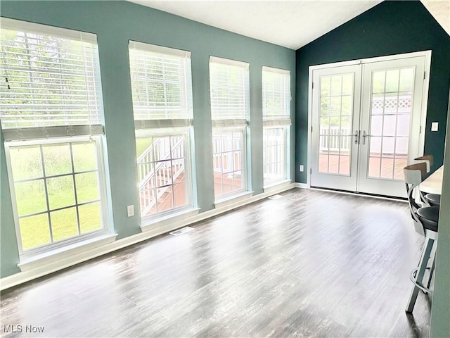 11208 Glen Abbey Dr, North Royalton, OH 44133 - unfurnished sunroom featuring french doors and vaulted ceiling
