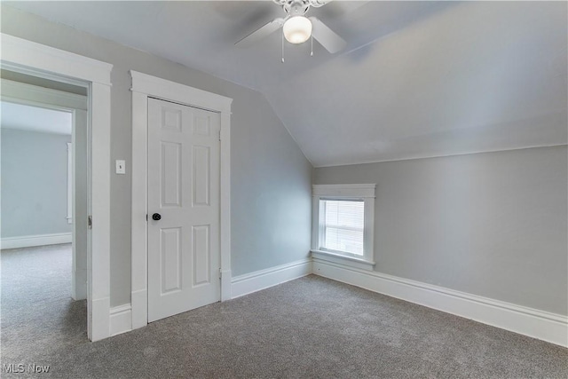 1213 Mckinley Ave, Akron, OH 44306 - bonus room featuring carpet, vaulted ceiling, and a ceiling fan