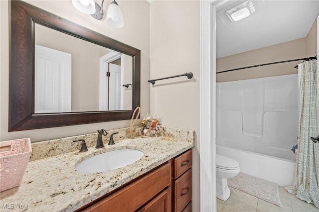2940 Londonbury St NW, Uniontown, OH 44685 - bathroom with vanity, shower / tub combo with curtain, and tile patterned floors