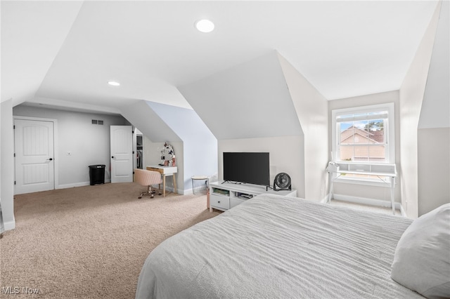 2940 Londonbury St NW, Uniontown, OH 44685 - bedroom with vaulted ceiling, carpet floors, and recessed lighting