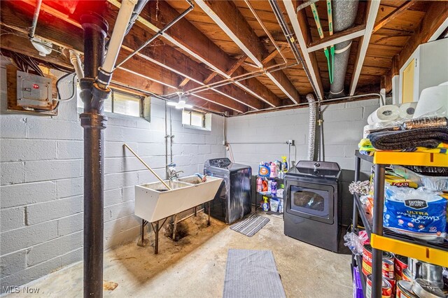 28666 Forest Rd, Willowick, OH 44095 - basement with independent washer and dryer and a sink