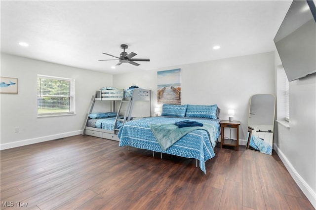 5111 N Myers Rd, Geneva, OH 44041 - bedroom with wood finished floors, a ceiling fan, and recessed lighting