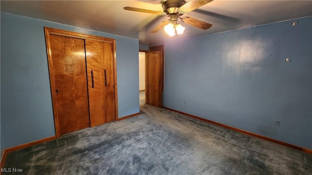 138 Marsha St, Weirton, WV 26062 - unfurnished bedroom with carpet flooring, a closet, and ceiling fan