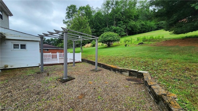 138 Marsha St, Weirton, WV 26062 - view of grassy yard with a pergola and a wooden deck