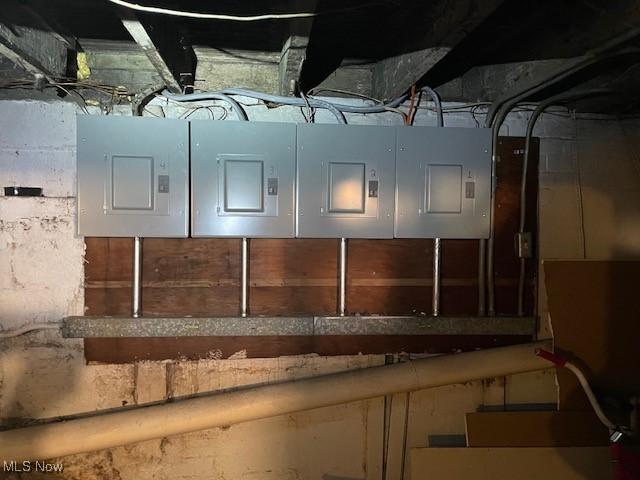 3821 E 55th St, Cleveland, OH 44105 - unfinished below grade area featuring electric panel