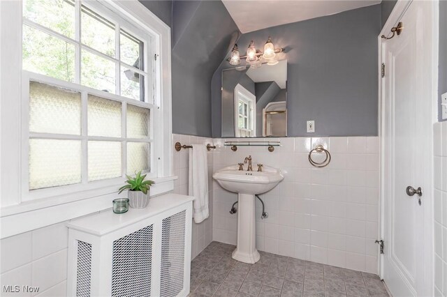 3336 Daleford Rd, Shaker Heights, OH 44120 - bathroom featuring tile walls, tile patterned flooring, and a wainscoted wall
