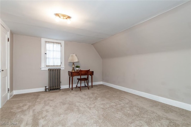 3336 Daleford Rd, Shaker Heights, OH 44120 - additional living space featuring radiator, carpet, and vaulted ceiling