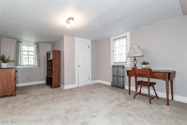 3336 Daleford Rd, Shaker Heights, OH 44120 - office area featuring radiator and carpet floors