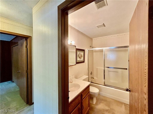 930 Pearson Cir Unit 4, Youngstown, OH 44512 - full bath featuring vanity, combined bath / shower with glass door, and a textured ceiling