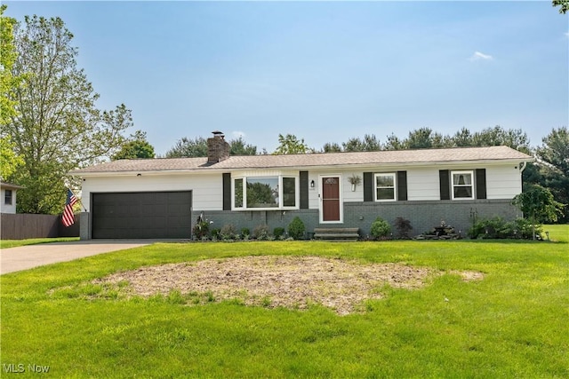 11576 Peach Glen Ave NW, Uniontown, OH 44685 - ranch-style house with an attached garage, driveway, a chimney, and brick siding