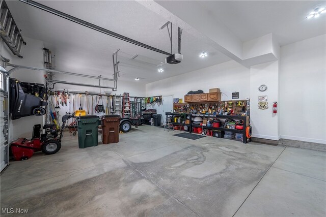 12187 Bexley Dr, Grafton, OH 44044 - garage featuring a garage door opener and a workshop area