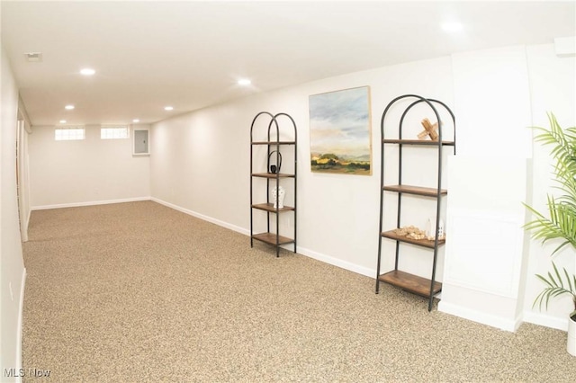 341 Clarmont Rd, Willowick, OH 44095 - basement featuring carpet floors, recessed lighting, and electric panel
