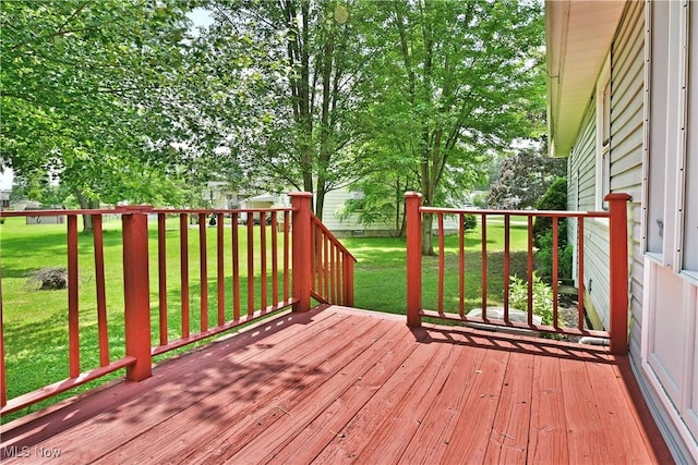 2803 Brunswick Rd, Youngstown, OH 44511 - wooden deck featuring a lawn