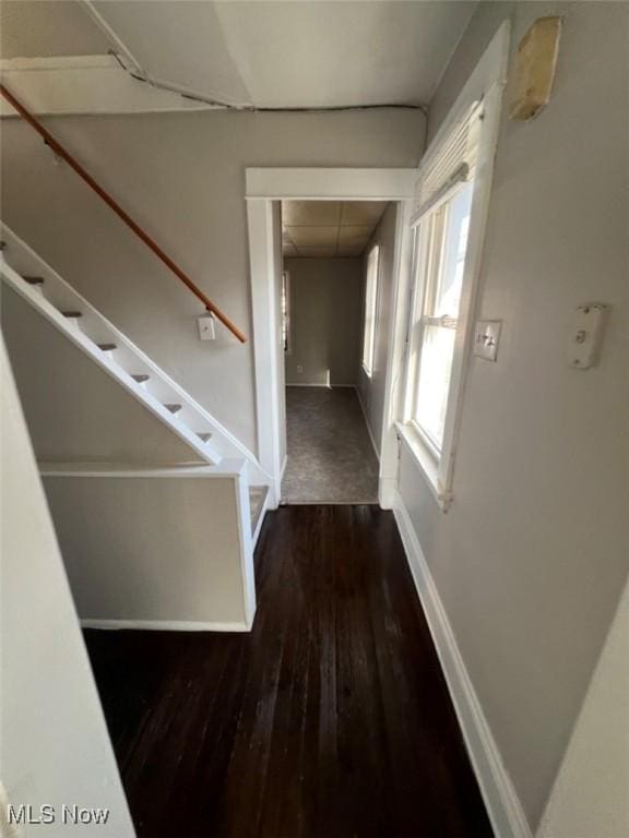 836 E 236th St, Euclid, OH 44123 - corridor featuring hardwood / wood-style flooring, attic access, and stairway