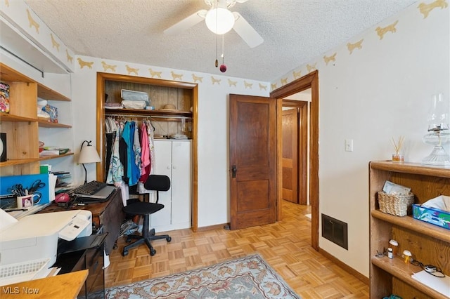 348 E Broad St, Newton Falls, OH 44444 - office area featuring a textured ceiling and a ceiling fan
