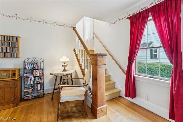 348 E Broad St, Newton Falls, OH 44444 - stairway featuring hardwood / wood-style floors