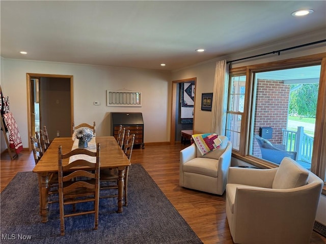 203 Park Ave, Middlebourne, WV 26149 - dining room featuring ornamental molding, recessed lighting, and wood finished floors