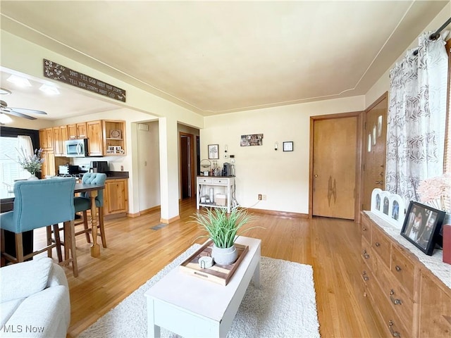 3522 Oakdale Ave, Lorain, OH 44055 - living room featuring light wood-style flooring and a ceiling fan