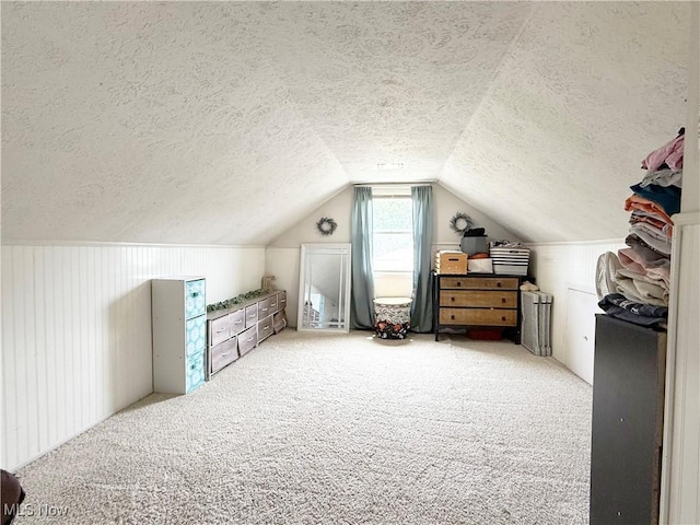 3522 Oakdale Ave, Lorain, OH 44055 - bonus room featuring a textured ceiling, vaulted ceiling, and carpet flooring