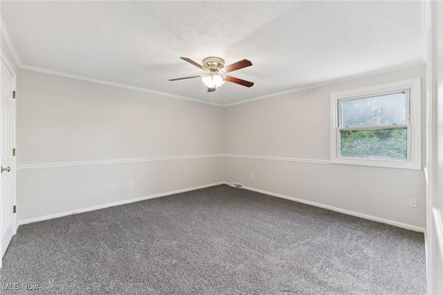 3594 Heckman St NW, Uniontown, OH 44685 - empty room featuring a ceiling fan, carpet flooring, and ornamental molding