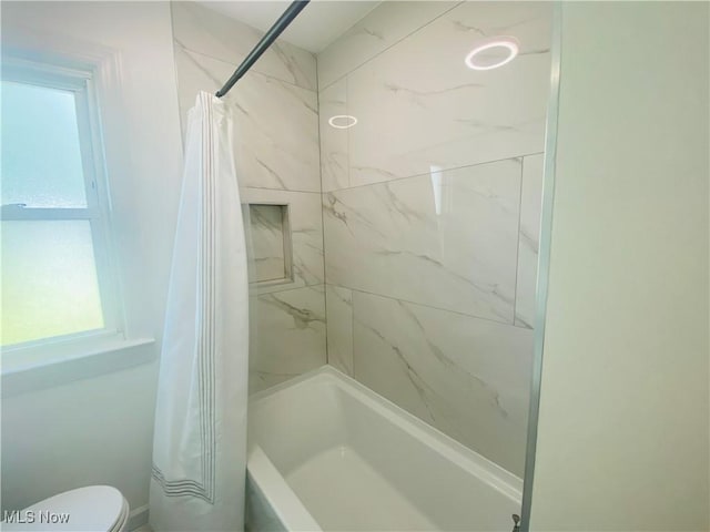 109 Avalon Ave, Bedford, OH 44146 - bathroom featuring shower / bath combination with curtain and toilet