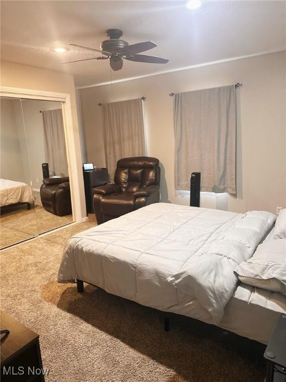 1310 Oxbow Rd, Belpre, OH 45714 - bedroom with a closet, carpet flooring, and ceiling fan