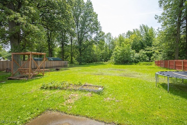 35109 Elm Rd, Grafton, OH 44044 - view of yard featuring a trampoline and a vegetable garden