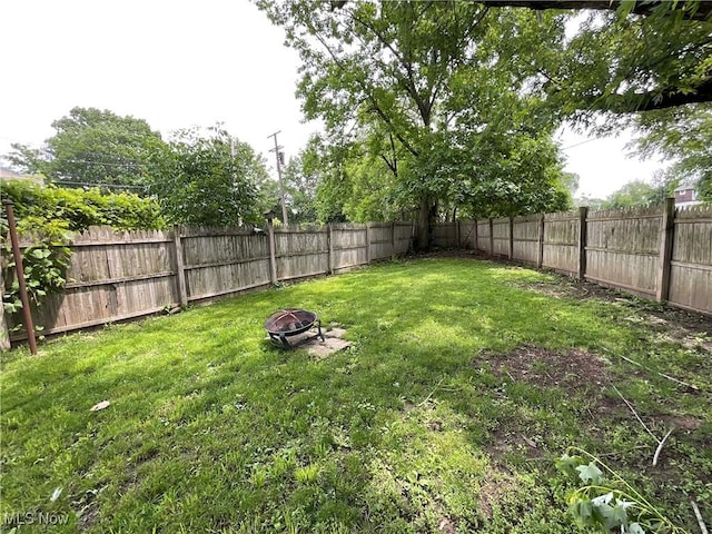 4313 Warner Rd, Cleveland, OH 44105 - fenced backyard with an outdoor fire pit
