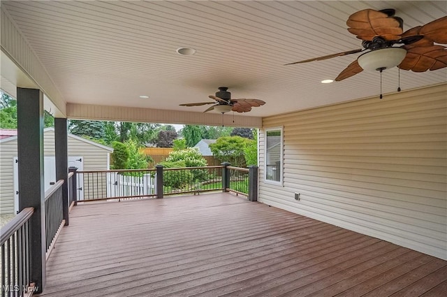1549 Galaxy Dr, Mogadore, OH 44260 - wooden deck with ceiling fan