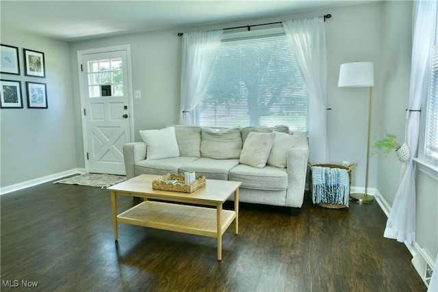 437 Hazel St, Girard, OH 44420 - living room with dark wood-style floors